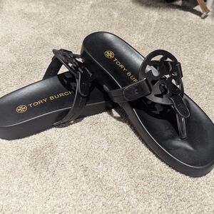 Tory Burch Black Logo Sandals